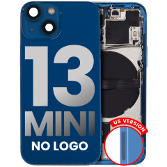 Back Housing W/ Small Components Pre-Installed Compatible For iPhone 13 Mini (US Version) (No Logo) (Aftermarket Plus) (Blue)