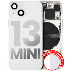 Back Housing W/ Small Components Pre-Installed Compatible For iPhone 13 Mini (International Version) (Used OEM Pull: Grade B) (Starlight)