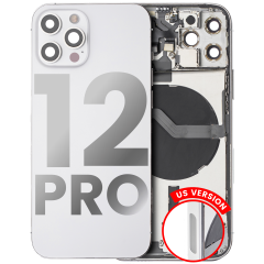 Back Housing W/ Small Components Pre-Installed Compatible For iPhone 12 Pro (US Version) (Used OEM Pull: Grade B) (Silver)