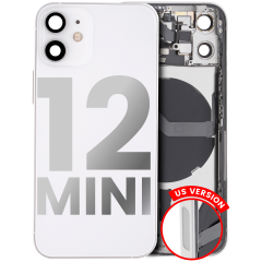 Back Housing W/ Small Components Pre-Installed Compatible For iPhone 12 Mini (US Version) (Used OEM Pull: Grade B) (White)