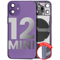 Back Housing W/ Small Components Pre-Installed Compatible For iPhone 12 Mini (US Version) (Used OEM Pull: Grade A) (Purple)