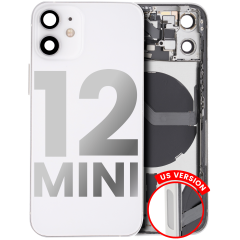Back Housing W/ Small Components Pre-Installed Compatible For iPhone 12 Mini (US Version) (Used OEM Pull: Grade A) (White)