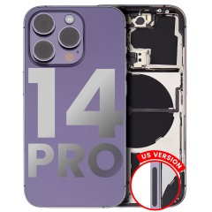 Back Housing W/ Small Pre-Installed Compatible For iPhone 14 Pro (U.S Version) (Used OEM Pull: Grade B) (Deep Purple)