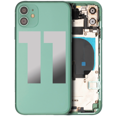 Back Housing W/ Small Components Pre-Installed Compatible For iPhone 11 (Used OEM Pull: Grade A) (Green)