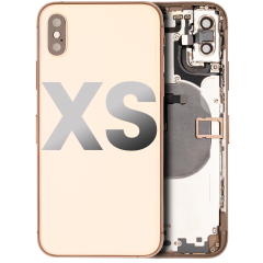 Back Housing W/ Small Components Pre-Installed Compatible For iPhone XS (Used OEM Pull: Grade C) (Gold)
