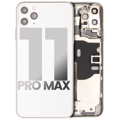 Back Housing W/ Small Components Pre-Installed Compatible For iPhone 11 Pro Max (Used OEM Pull: Grade B) (Silver)