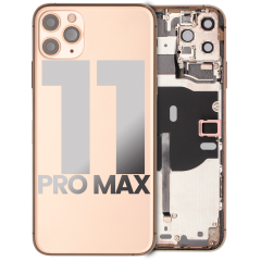 Back Housing W/ Small Components Pre-Installed For iPhone 11 Pro Max (Used OEM Pull: Grade C) (Gold)
