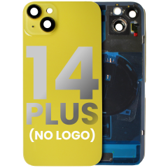 Back Glass With Steel Plate With Wireless NFC & MagSafe Magnet Pre-Installed Compatible For iPhone 14 Plus (No Logo) (Yellow)