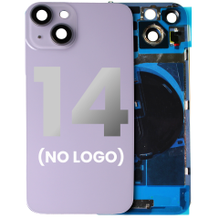 Back Glass With Steel Plate With Wireless NFC & MagSafe Magnet Pre-Installed Compatible For iPhone 14 (No Logo) (Purple)