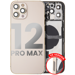 Back Housing W/ Small Components Pre-Installed Compatible For iPhone 12 Pro Max (US Version) (Used OEM Pull: Grade A) (Gold)