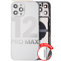 Back Housing W/ Small Components Pre-Installed Compatible For iPhone 12 Pro Max (US Version) (Used OEM Pull: Grade A) (Silver)