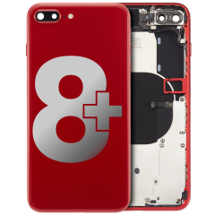 Back Housing W/ Small Components Pre-Installed Compatible For iPhone 8 Plus (Used OEM Pull: Grade C) (Red)