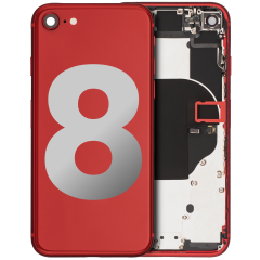 Back Housing W/ Small Components Pre-Installed Compatible For iPhone 8 (Used OEM Pull: Grade A) (Red)