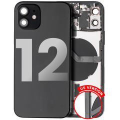 Back Housing W/ Small Components Pre-Installed Compatible For iPhone 12 (US Version) (Used OEM Pull: Grade A) (Black)