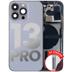 Back Housing W/ Small Components Pre-Installed Compatible For iPhone 13 Pro (US Version) (Used OEM Pull: Grade C) (Sierra Blue)