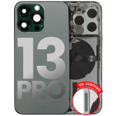 Back Housing W/ Small Components Pre-Installed Compatible For iPhone 13 Pro (US Version) (Used OEM Pull: Grade B) (Alpine Green)