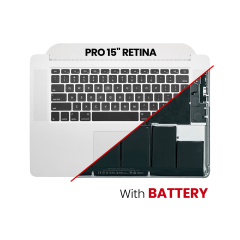 Top Case Assembly With Battery And Keyboard Compatible For MacBook Pro 15" Retina (A1398 / Late 2013 / Mid 2014) (US Keyboard) (Used OEM Pull: Grade A)