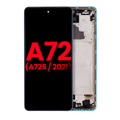 OLED Assembly With Frame Compatible For Samsung A72 (A725 / 2021) (6.67") (Aftermarket Plus) (Awesome Blue)