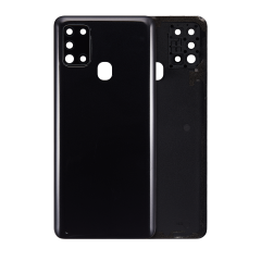 Back Cover Glass With Camera Lens Compatible For Samsung Galaxy A21s (Service Pack) (Black)