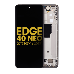 OLED Assembly With Frame Compatible For Motorola Moto Edge 40 Neo (XT2307-1 / 2023) (Refurbished) (Black)