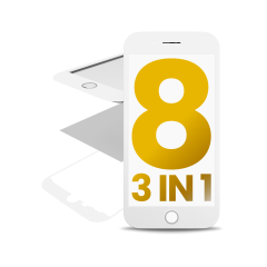 3 in 1 (Glass With OCA Pre-Installed + Frame)  Compatible For iPhone 8  (OCA Master) (2 Pack)(White)