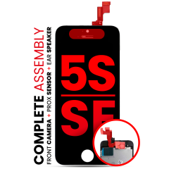 Complete LCD Assembly For iPhone 5S / SE (2016) (With Front Camera: Prox Sensor & Ear Speaker) (Aftermarket Plus: Tianma) (Black)