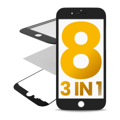 3 in 1 (Glass With OCA Pre-Installed + Frame)  Compatible For iPhone 8  (OCA Master) (2 Pack)(Black)
