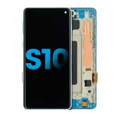 LCD Assembly With Frame (Without Finger Print Sensor) For Samsung Galaxy S10 (Aftermarket Plus: TFT) (Prism Blue)