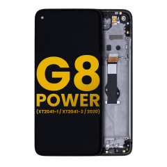 LCD Assembly With Frame Compatible For Motorola Moto G8 Power (XT2041-1 / XT2041-3 / 2020) (Refurbished) (Smoke Black)
