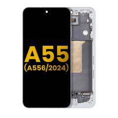 OLED Assembly With Frame Compatible For Samsung Galaxy A55 (A556 / 2024) (Refurbished) (Iceblue)