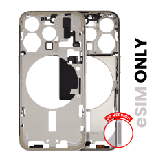 Mid-Frame Housing With Power And Volume Button Compatible For iPhone 15 Pro (US Version) (Used OEM Pull: Grade C) (Natural Titanium)