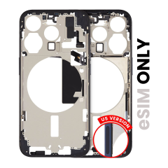 Mid-Frame Housing  W/ Small Parts For iPhone 15 Pro (US Version) (Used OEM Pull: Grade C) (Blue Titanium)