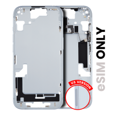 Mid-Frame Housing With Power And Volume Button Compatible For iPhone 15 (US Version) (Used OEM Pull: Grade A) (Blue)