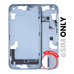 Mid-Frame Housing With Power And Volume Button Compatible For iPhone 14  (US Version) (Used OEM Pull: Grade C)(Blue)