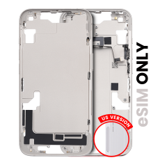 Mid-Frame Housing With Power And Volume Button Compatible For iPhone 14 (US Version)  (Used OEM Pull: Grade B) (Starlight)