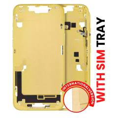 Mid-Frame Housing With Power And Volume Button Compatible For iPhone 14 Plus (International Version) (Aftermarket Plus) (Yellow)