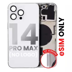 Back Housing W/ Small Pre-Installed Compatible For iPhone 14 Pro Max (US Version) (No Logo) (Aftermarket Plus) (Silver)
