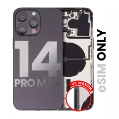 Back Housing W/ Small Pre-Installed Compatible For iPhone 14 Pro Max (US Version) (Used OEM Pull: Grade C) (Space Black)