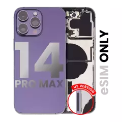 Back Housing W/ Small Pre-Installed Compatible For iPhone 14 Pro Max (US Version) (Used OEM Pull: Grade C) (Deep Purple)