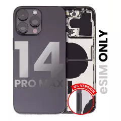 Back Housing W/ Small Pre-Installed Compatible For iPhone 14 Pro Max (US Version) (Used OEM Pull: Grade B) (Space Black)