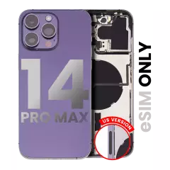 Back Housing W/ Small Pre-Installed Compatible For iPhone 14 Pro Max (U.S Version) (Used OEM Pull: Grade B) (Deep Purple)