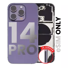 Back Housing W/ Small Pre-Installed Compatible For iPhone 14 Pro (U.S Version) (Used OEM Pull: Grade A) (Deep Purple)