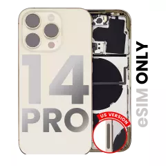 Back Housing W/ Small Pre-Installed Compatible For iPhone 14 Pro (U.S Version) (Used OEM Pull: Grade A) (Gold)