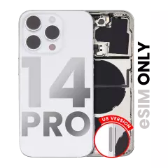 Back Housing W/ Small Pre-Installed Compatible For iPhone 14 Pro (U.S Version) (Used OEM Pull: Grade A) (Silver)