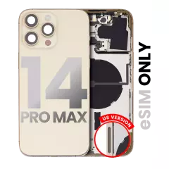 Back Housing W/ Small Pre-Installed Compatible For iPhone 14 Pro Max (US Version) (Used OEM Pull: Grade A) (Gold)