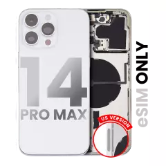 Back Housing W/ Small Pre-Installed Compatible For iPhone 14 Pro Max (U.S Version) (Used OEM Pull: Grade A) (Silver)
