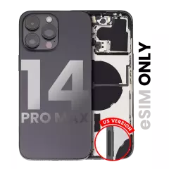 Back Housing W/ Small Pre-Installed Compatible For iPhone 14 Pro Max (US Version) (Used OEM Pull: Grade A) (Space Black)