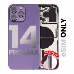 Back Housing W/ Small Pre-Installed Compatible For iPhone 14 Pro Max (U.S Version) (Used OEM Pull: Grade A) (Deep Purple)