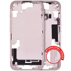Mid-Frame Housing With Power And Volume Button Compatible For iPhone 15 (International Version) (Used OEM Pull: Grade A) (Pink)
