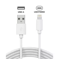 USB-A to Lightning Cable (3ft.) For iPhone / iPad (OEM Grade New) (Bulk Packaging)